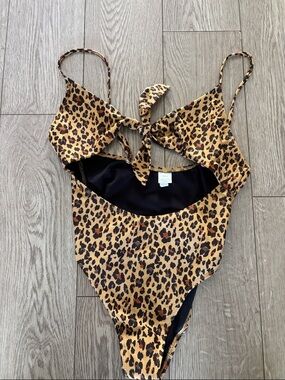 Bluenotes Leopard-Print Swim Top in Tan, Black and Orange